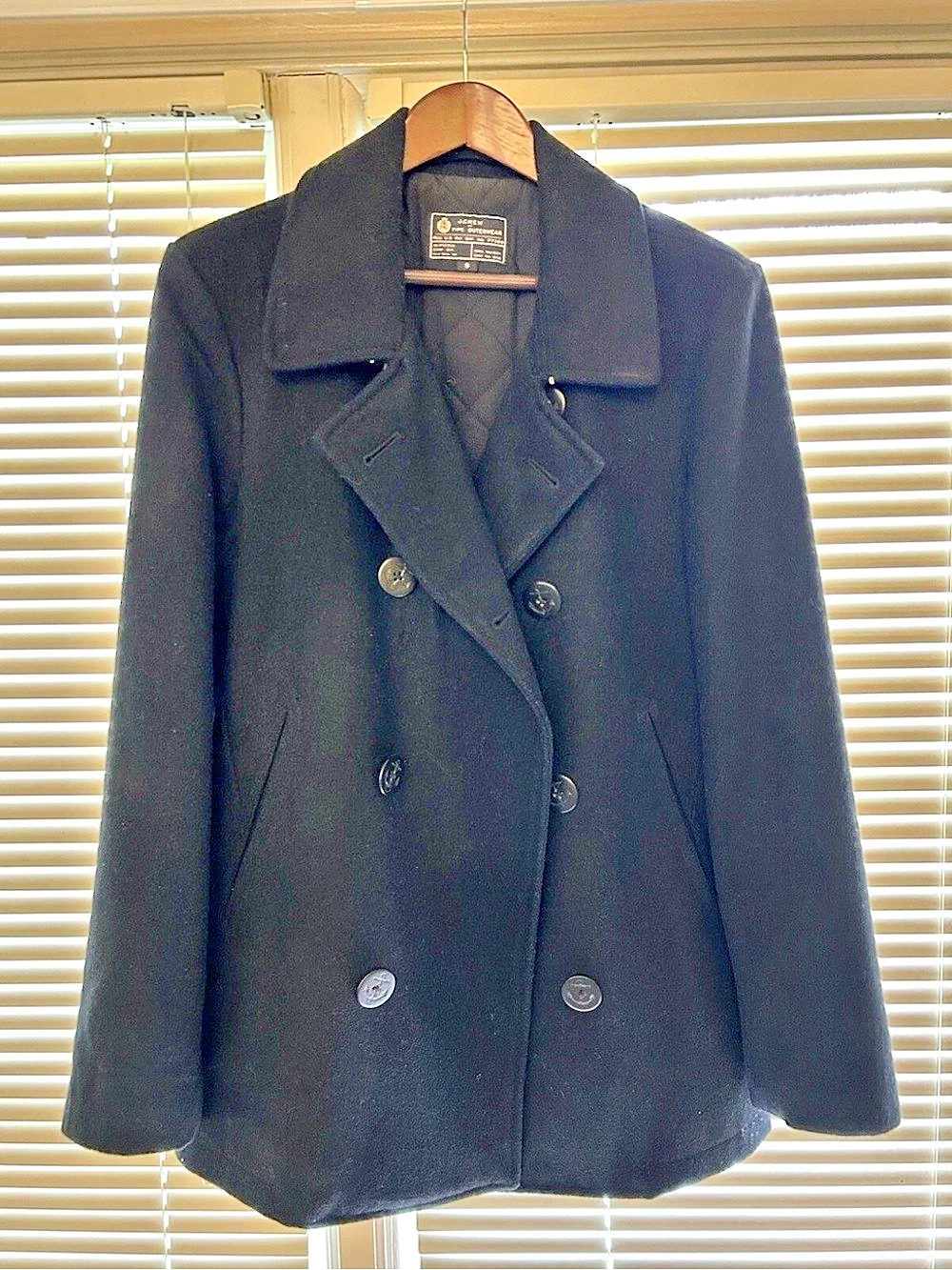 J.Crew Dock Peacoat Men’s Wool Pea Coat in Black Like New